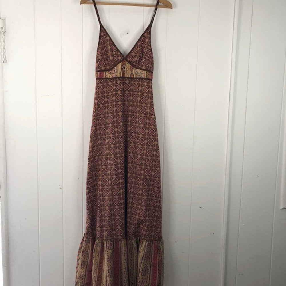 Sanctuary Brown Multi Color Bohemian Maxi Dress